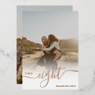 Roos Gold-foto-ombre-trouwlijstnummer Folie Uitnodiging