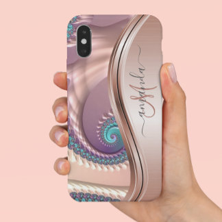 Roos Gold Fractal Handwrite Calligrafie iPhone 13 Pro Hoesje