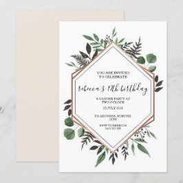 Roos Gold Framed Abstracte Verjaardagsuitnodiging Kaart