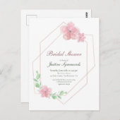 Roos Gold Geometric Floral Vrijgezellenfeest Briefkaart (Voorkant / Achterkant)