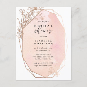 Roos Gold Geometric Floral Vrijgezellenfeest Uitnodiging Briefkaart