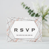 Roos Gold Geometric Marble Menu Keuze RSVP Kaart (Staand voorkant)