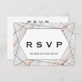 Roos Gold Geometric Marble Menu Keuze RSVP Kaart (Voorkant / Achterkant)