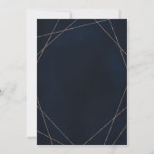 Roos Gold Geometric Midnight Blue Weddenschap Kaart (Achterkant)