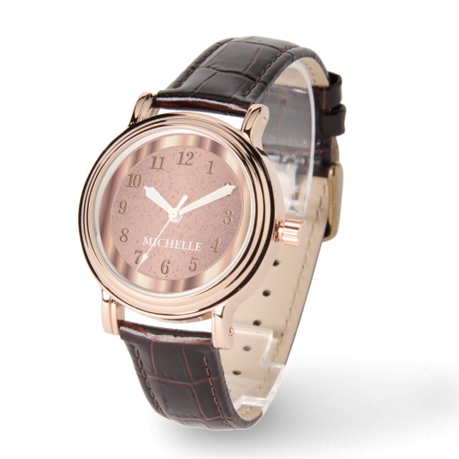 Roos Gold - gepersonaliseerd Horloge (Hoek)
