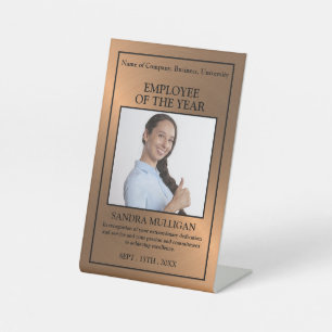 Roos Gold/gepersonaliseerde foto - Employee Award Reclamebord Met Voetstuk