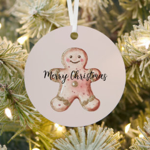 Roos Gold Gingerbread Cookie en Tree Metalen Ornament