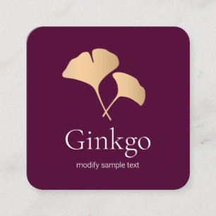 Roos Gold Ginkgo Leaf Logo Vierkante Visitekaartje
