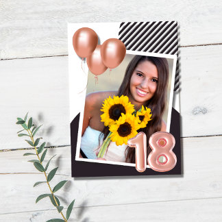 Roos Gold Girl Foto 18e verjaardag Kaart