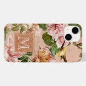 Roos Gold Girly Floral  Pink Monogrammen Case-Mate iPhone Case (Achterkant (horizontaal))