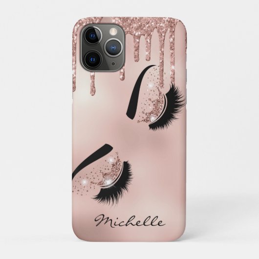 roos Gold Girly Lash Queen wimpers ogen Case-Mate iPhone Case (Achterkant)