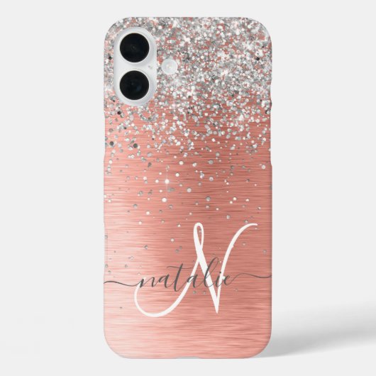Roos Gold Girly Silver Glitter Sparkly Case-Mate iPhone Case (Achterkant)