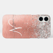Roos Gold Girly Silver Glitter Sparkly Case-Mate iPhone Case (Achterkant (horizontaal))