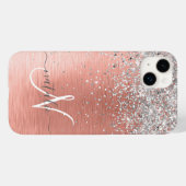 Roos Gold  Girly Silver Glitter Sparkly Case-Mate iPhone Case (Achterkant (horizontaal))