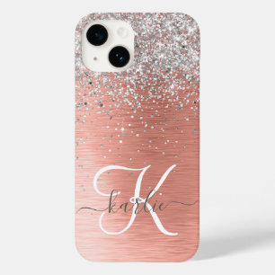 Roos Gold  Girly Silver Glitter Sparkly Case-Mate iPhone 14 Hoesje