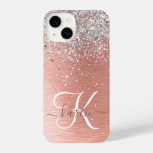 Roos Gold  Girly Silver Glitter Sparkly iPhone 14 Hoesje