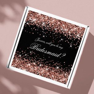 Roos Gold Glam Black Bridesmaid-voorstel Gift Box Sticker