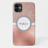 Roos Gold Glam Diamond Monogram Trendy Case-Mate iPhone Case (Achterkant)