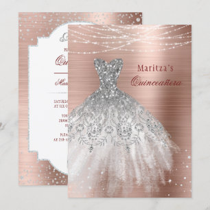 Roos Gold Glam Diamond Sparkle Quinceañera Kaart