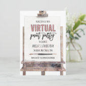 Roos Gold Glam Easel - virtuele verffeestdag Kaart (Staand voorkant)