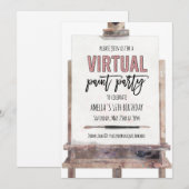 Roos Gold Glam Easel - virtuele verffeestdag Kaart (Voorkant / Achterkant)