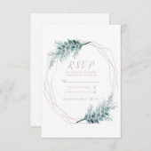 Roos Gold Glam Geometric Botanical Weddenschap RSV RSVP Kaartje (Voorkant / Achterkant)