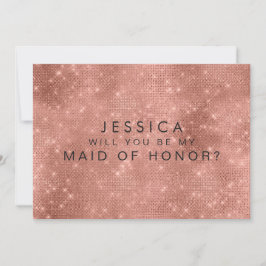 Roos Gold Glam Glitter Maid of Honor Request Cards Kaart