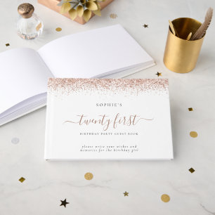 Roos Gold Glitter 21ste verjaardag Gastenboek