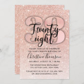 Roos Gold Glitter 38th Birthday Invitation Kaart (Voorkant / Achterkant)