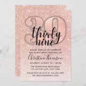 Roos Gold Glitter 39th Birthday Invitation Kaart (Voorkant / Achterkant)