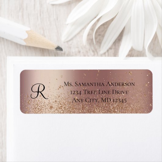 Roos Gold Glitter 50 en Fabulous Birthday Etiket (Insitu)