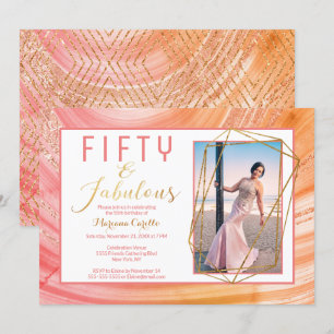 Roos Gold Glitter 50 en Fabulous Birthday Kaart