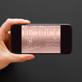 Roos Gold Glitter 50th Birthday Party Kaart