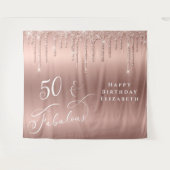 Roos Gold Glitter 50th Birthday Party Tapestry Wandkleed (Voorkant (horizontaal))