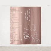 Roos Gold Glitter 50th Birthday Party Tapestry Wandkleed (Voorkant)