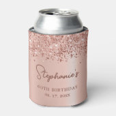 Roos Gold Glitter 60e Verjaardag Monogram Script Blikjeskoeler (Blikje Voorkant)