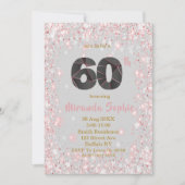 Roos Gold Glitter 60th Birthday Invitations (Voorkant)