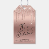 Roos Gold Glitter 70e Verjaardagsfeestje Dank je Cadeaulabel (Voorkant)