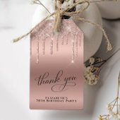 Roos Gold Glitter 70e Verjaardagsfeestje Dank je Cadeaulabel