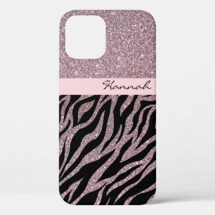 Roos Gold Glitter Aangepaste naam Aangepaste roze iPhone 12 Hoesje