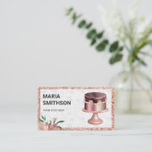 Roos Gold Glitter Aangepaste roze lintbakkerij Visitekaartje (Staand voorkant)