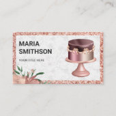 Roos Gold Glitter Aangepaste roze lintbakkerij Visitekaartje (Voorkant)