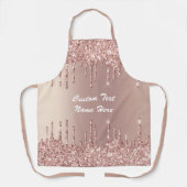 Roos Gold Glitter Aangepaste tekst Naam van uw Sch Schort (Voorkant)