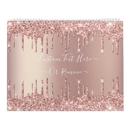 Roos Gold Glitter aangepaste tekstkalender Kalender (Hoes)