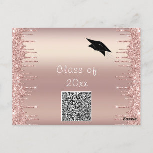 Roos Gold Glitter Afstuderen Invitation voorbeeld Briefkaart