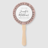 Roos Gold Glitter Afstuderen School Class Foto Handwaaier (Voorkant)