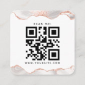 Roos Gold Glitter Agate Glam QR Code Weddenschap R Informatiekaartje (Achterkant)