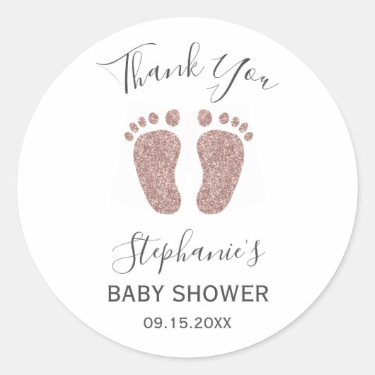 Roos Gold Glitter Baby Hartelijk dank Ronde Sticker (Voorkant)