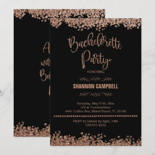 Roos Gold Glitter Bachelorette Party with Bling  Kaart