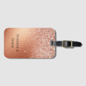 Roos Gold Glitter Bagagelabel (Voorkant (horizontaal))